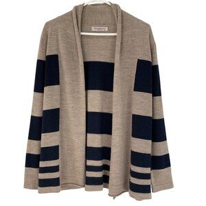 Brunella Gori Made in Itlay Brown/Blue Striped Shawl Neck Open Wool Cardigan M